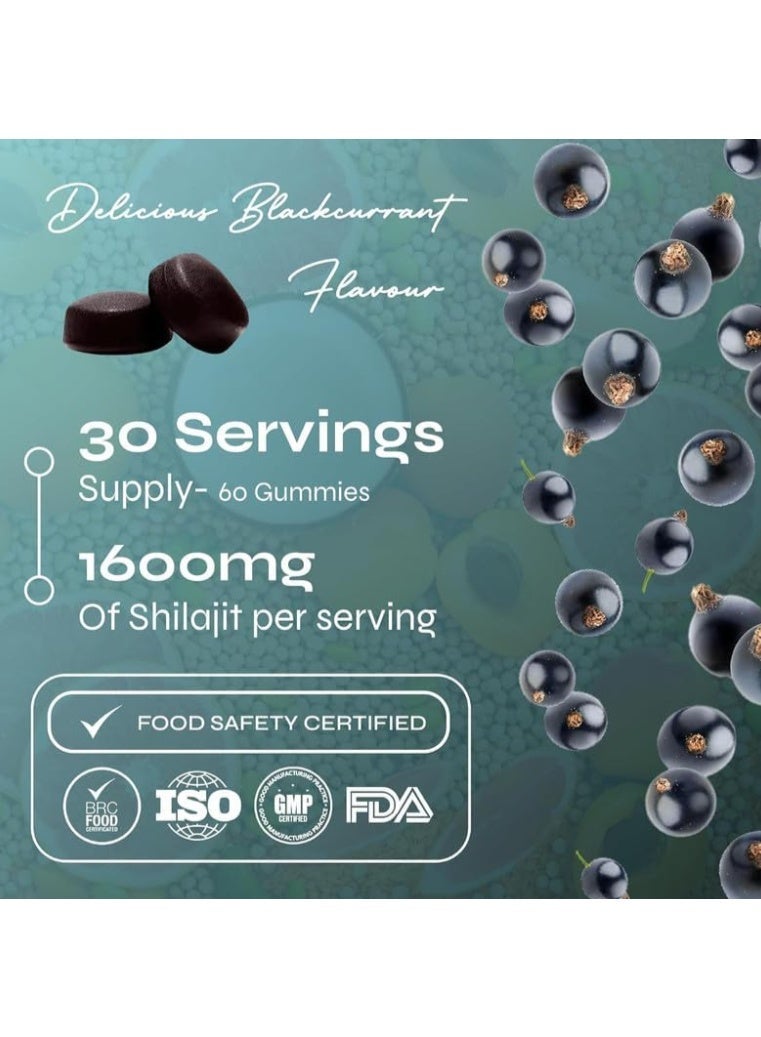 Known Shilajit Gummies 1600mg Blackcurrant Energy & Vitality Support Vegan Supplement - Image 3