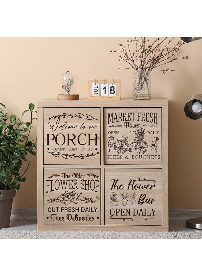 Shejdgart Spring Rub on Transfers for Crafts - 16 Pcs Vintage Flower Words Rub on Transfers for Furniture Warm Letter Slogon Transfer Decals for Wood DIY Glass Home Decor 5.9x5.9 Inch - Image 3