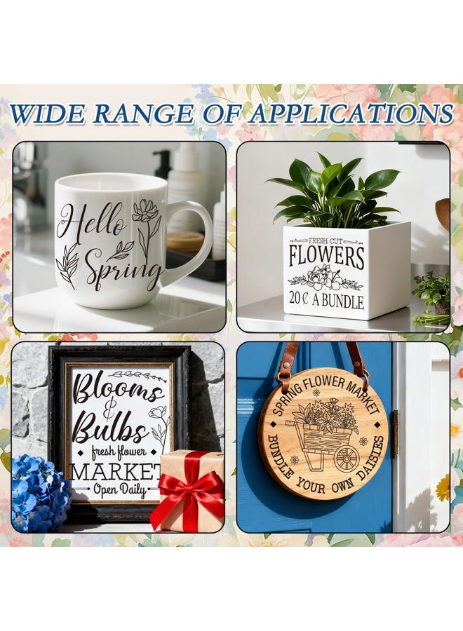 Shejdgart Spring Rub on Transfers for Crafts - 16 Pcs Vintage Flower Words Rub on Transfers for Furniture Warm Letter Slogon Transfer Decals for Wood DIY Glass Home Decor 5.9x5.9 Inch - Image 5