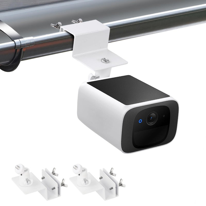wochel 2Pack Gutter Mount Compatible with eufy Security SoloCam S220/C210, eufyCam 2C/2C Pro/S3 Pro, 3/S330, 2/2 Pro, 3C/S300, 360Â°Adjustable Weatherproof Mounting Bracket for Eufy Security Camera - White - Image 1
