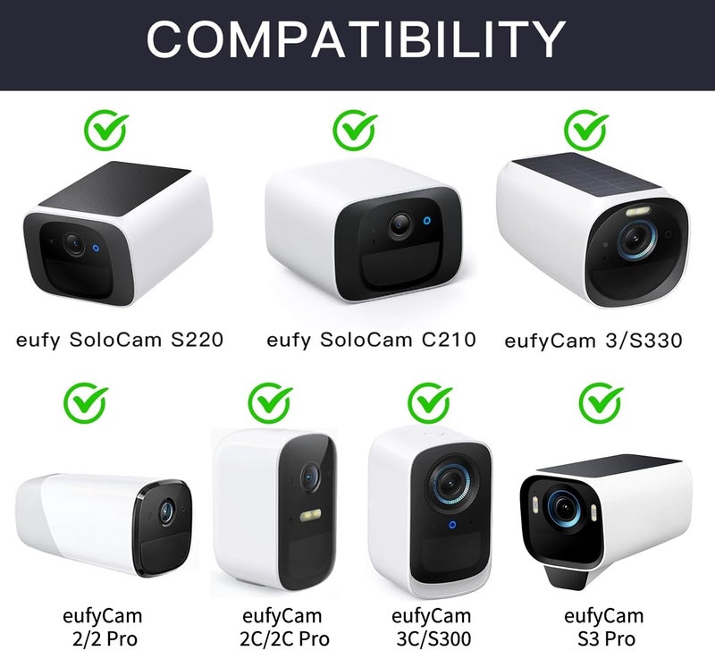 wochel 2Pack Gutter Mount Compatible with eufy Security SoloCam S220/C210, eufyCam 2C/2C Pro/S3 Pro, 3/S330, 2/2 Pro, 3C/S300, 360Â°Adjustable Weatherproof Mounting Bracket for Eufy Security Camera - White - Image 2