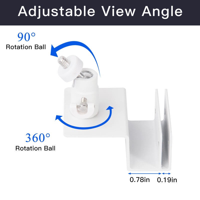 wochel 2Pack Gutter Mount Compatible with eufy Security SoloCam S220/C210, eufyCam 2C/2C Pro/S3 Pro, 3/S330, 2/2 Pro, 3C/S300, 360Â°Adjustable Weatherproof Mounting Bracket for Eufy Security Camera - White - Image 5