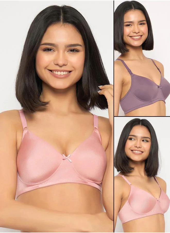 Clovia Clovia Pack of 2 - Solid Padded Non-Wired Full Coverage Multiway T-Shirt Bra