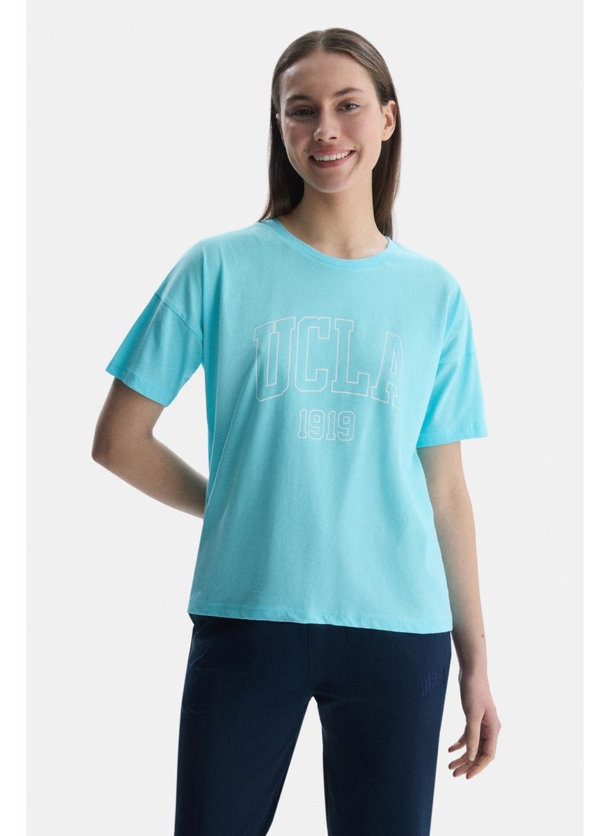 UCLA Sanchez Blue Crew Neck Printed Standard Fit Women's Tshirt  - Image 1