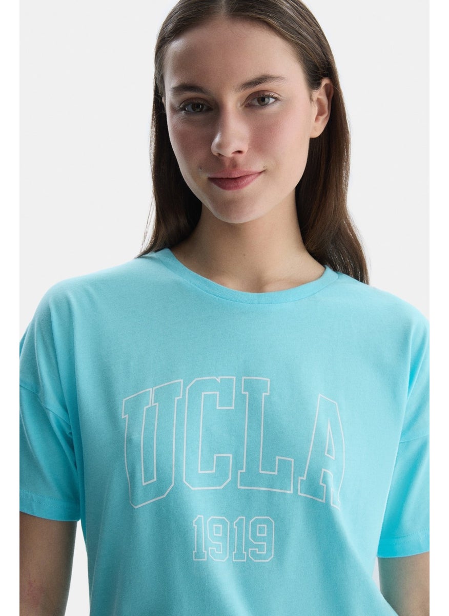 UCLA Sanchez Blue Crew Neck Printed Standard Fit Women's Tshirt  - Image 2