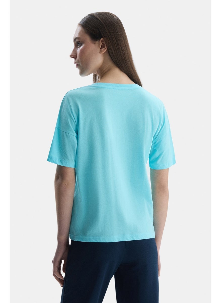 UCLA Sanchez Blue Crew Neck Printed Standard Fit Women's Tshirt  - Image 3