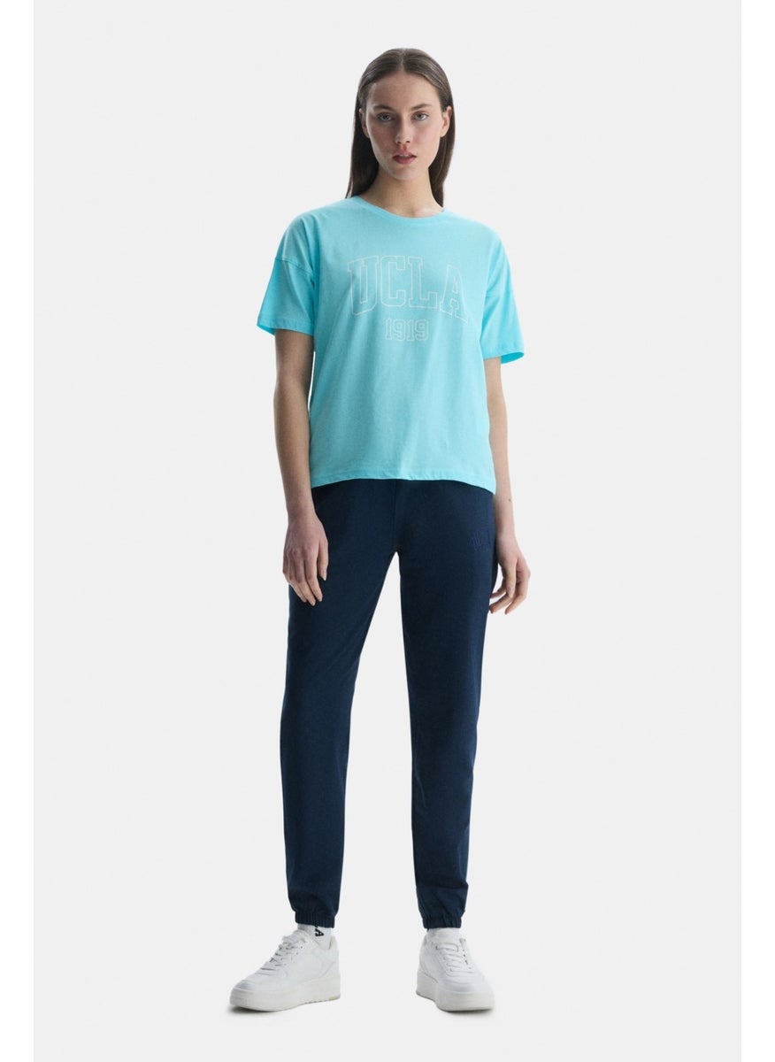 UCLA Sanchez Blue Crew Neck Printed Standard Fit Women's Tshirt  - Image 4