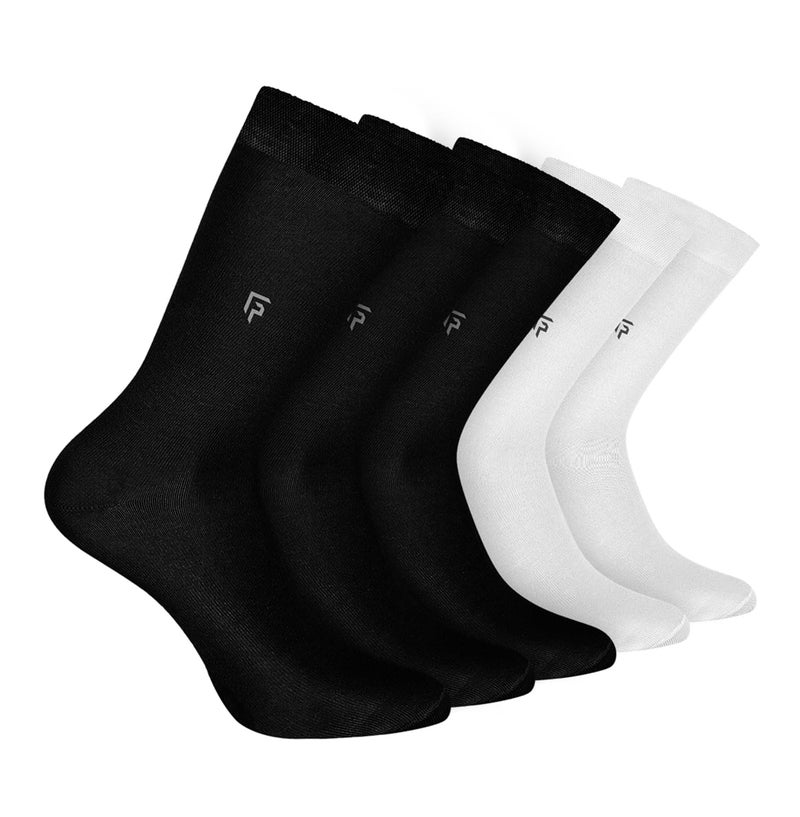 FOOTPRINTS Organic Cotton Bamboo Men's Formal Regular Socks|Pack of 5|Black and White | - Image 1