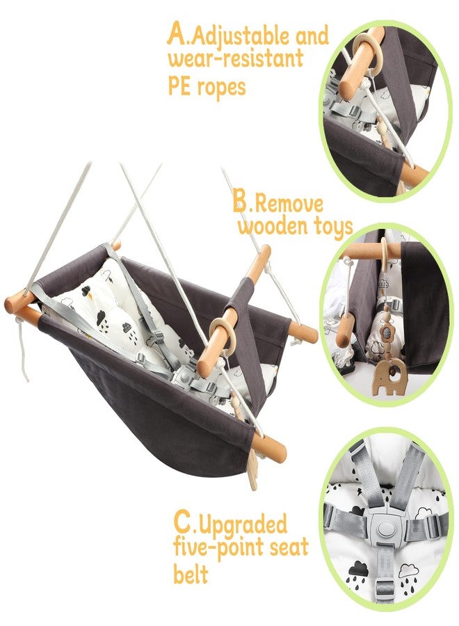 Tislly Baby Swing Outdoor Indoor for Infants to Toddlers, Portable Adjustable Baby Porch Swing with 5-Point Safety Belt, Kids Tree Hanging Chair Toys for Door Garden Backyard - Image 3