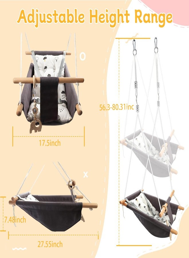 Tislly Baby Swing Outdoor Indoor for Infants to Toddlers, Portable Adjustable Baby Porch Swing with 5-Point Safety Belt, Kids Tree Hanging Chair Toys for Door Garden Backyard - Image 4
