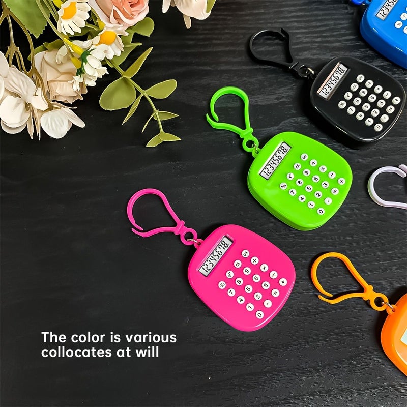 Green Mini Calculator Keychain With 8 Digit Display Compact Electronic Carabiner For Backpacks Keys Bags Lightweight Portable Everyday Use Built In Battery - Image 5