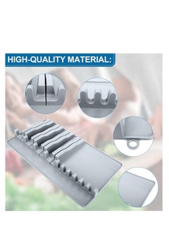 KASTWAVE Knife Drawer Organizer, Kitchen Knife Organizer and Silverware Organizer, Drawer Knife Holder With 4 knives and 6 Silverware, Kitchen Utensil Organizer, Plastic, Grey, 1 Pcs  - Image 4