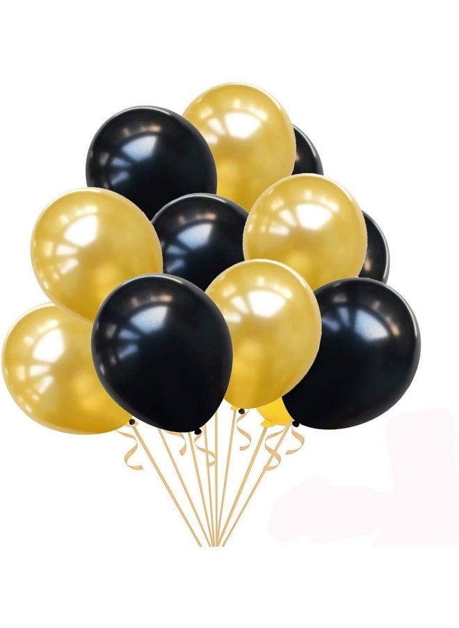 هونج كونج بالونز - مجموعة بالونات HK Balloons مكونة من 51 قطعة من بالونات رقائق الذكرى السنوية السعيدة مع بالونات ذهبية سوداء، مجموعة عناصر زينة للمنزل أو غرفة النوم للزوج والزوجة - Image 1