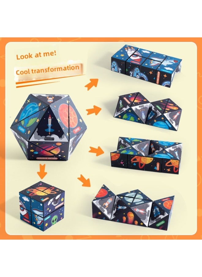 null - Year Gift Unlimited Rubik's Cube Toy Three-dimensional Geometry 3d Magnetic Magnetic Deformation Building Blocks Thinking Training-Color:⭐Variety Of Magnetic Rubik's Cube [space + Blue Star] 2 Pack-Specifications:See Description For Details - Image 1
