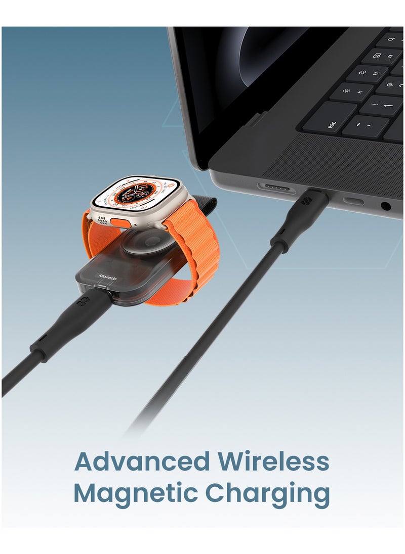 Moxedo Moxedo Portable Watch Charger Wireless Magnetic Charger USB-C Port with Braided Lanyard Compatible with Apple Watch Series 10/9/8/7/6/5/4/3/2/SE/Ultra Series  - Image 3