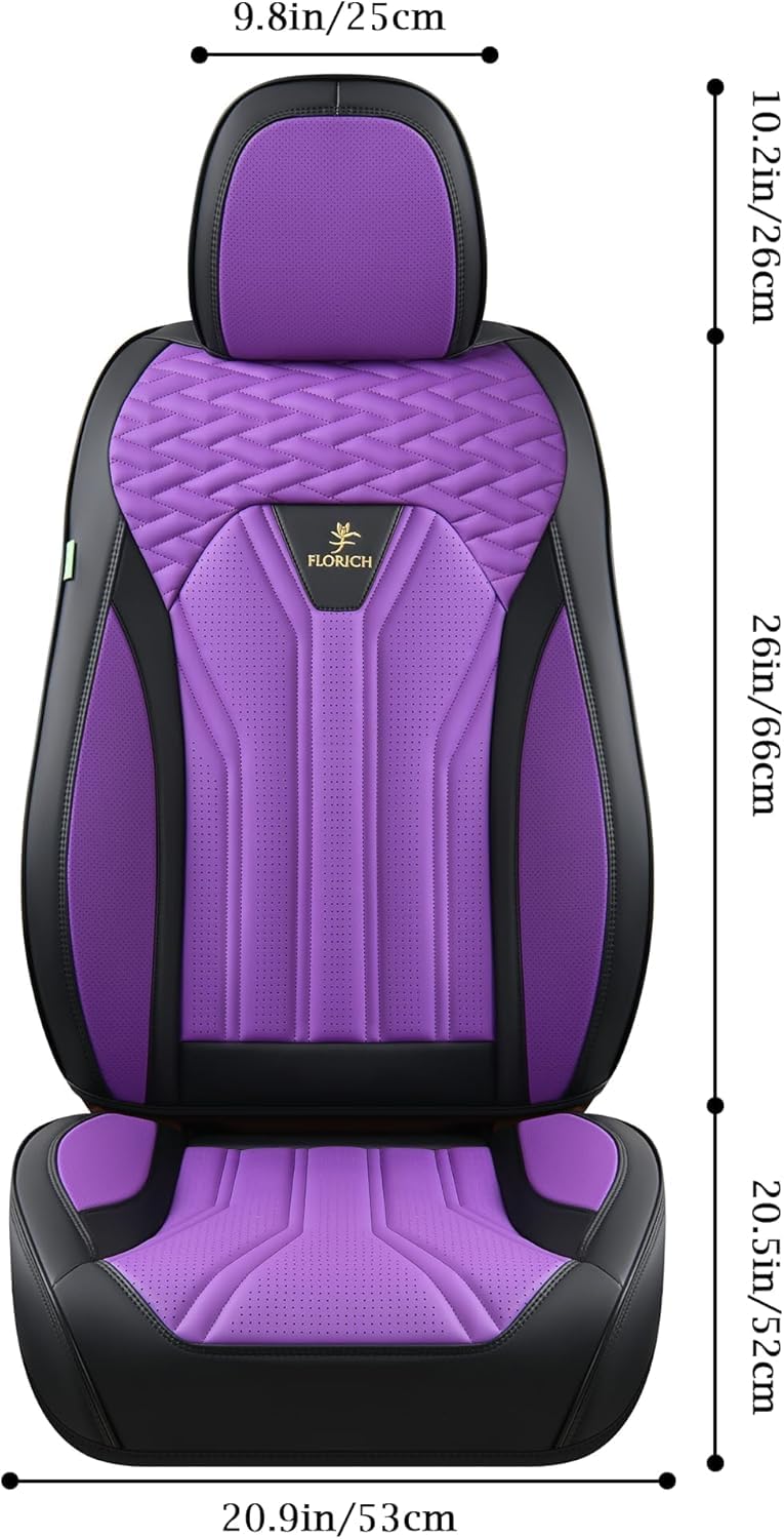 FLORICH Leather Seat Covers for Car Waterproof Front Seat Covers 2 Pack Purple Car Seat Cover Universal Driver Seat Protector for Most Cars Trucks SUV - Image 2