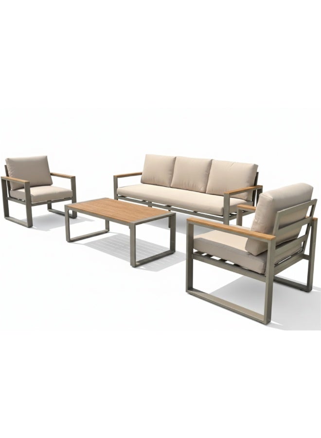 Casa Fiora Casafiora 5-Seater Modern Aluminum Outdoor Sofa Set with WPC-Top Coffee Table - Image 1