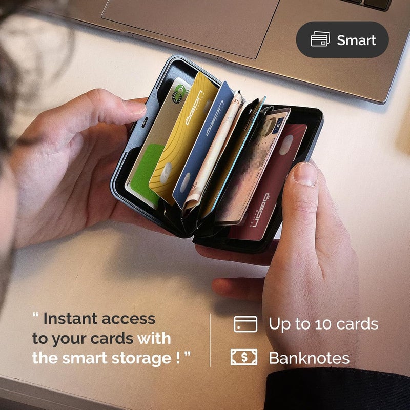 حافظة بطاقات ألومنيوم مع قفل معدني، حماية RFID من الاحتيال وإزالة المغنطة، محفظة مدمجة، موديل Smart Case STOCKHOLM (نقش باندانا أرجواني) - Image 2