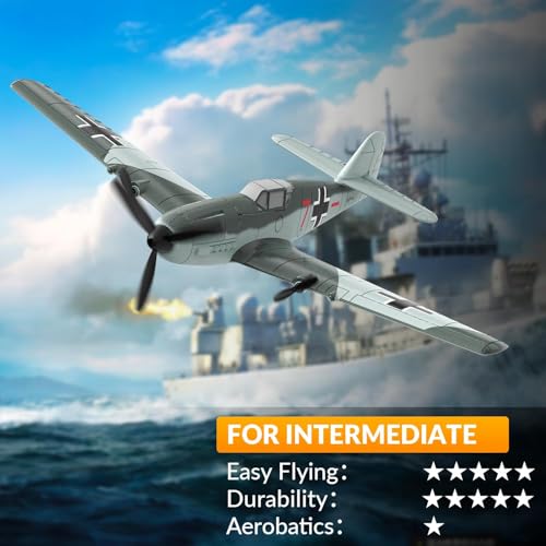 volantexrc RC Plane 3 Channel Remote Control Airplane Fighter Toys 24GHz 6axis Gyro Stabilizer RTF Glider Aircraft Plane Easy to Fly for Adults Beginners BF109 - Image 5