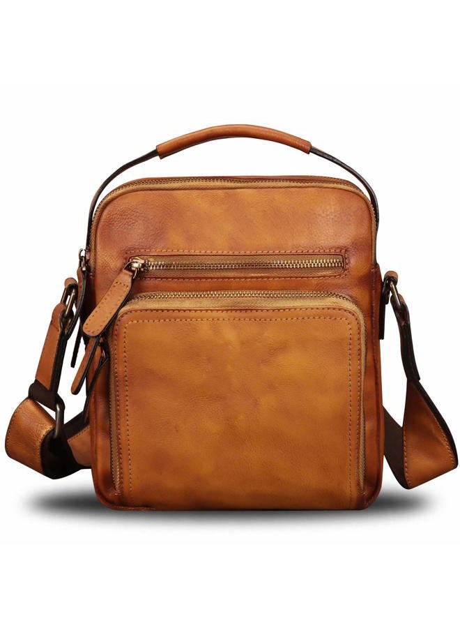 IVTG Genuine Leather Messenger Bag for Men Small Purse Crossbody Shoulder Bags Satchel for Work Business (Brown) - Image 2