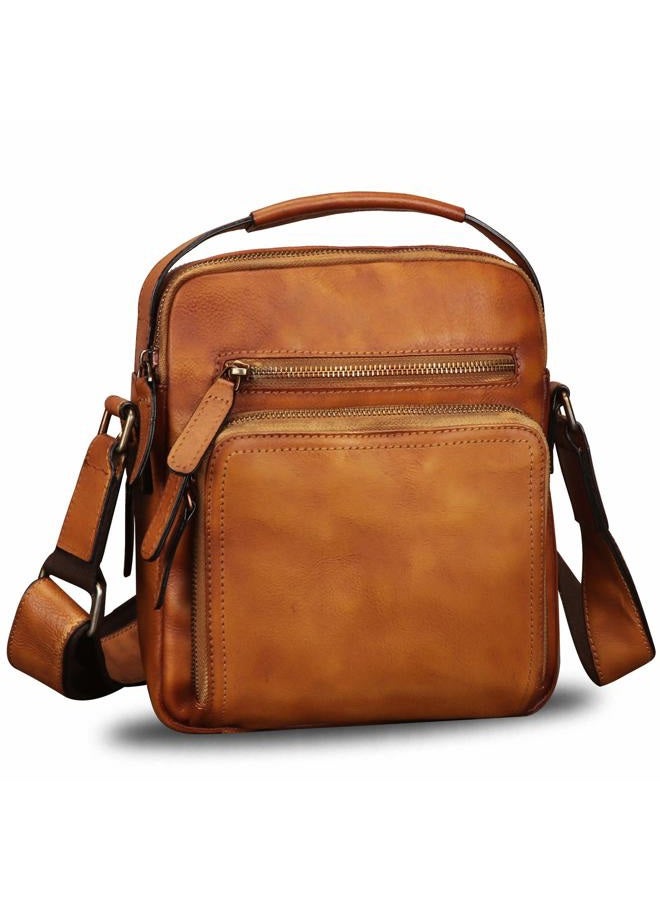 IVTG Genuine Leather Messenger Bag for Men Small Purse Crossbody Shoulder Bags Satchel for Work Business (Brown) - Image 1