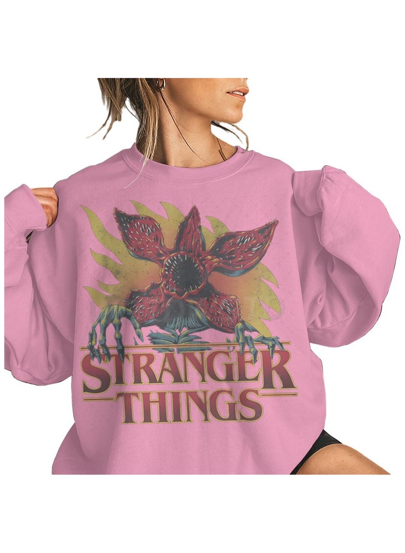 سترانجر ثينكينج **قميص طويل الأكمام مطبوع بطبعة Stranger Things - مقاسات متعددة، قماش قطني، للمعجبين، للارتداء اليومي والمدرسي العادي** - Image 2