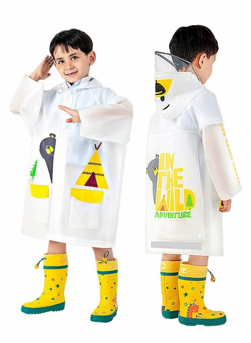 Generic Kids Rain Poncho, Children's raincoats, Kids Raincoat Girls Boys Reusable Rain Poncho Jacket, Waterproof Jacket with Hood Toddler Rainwear Rain Coat (Bear M)  - Image 1