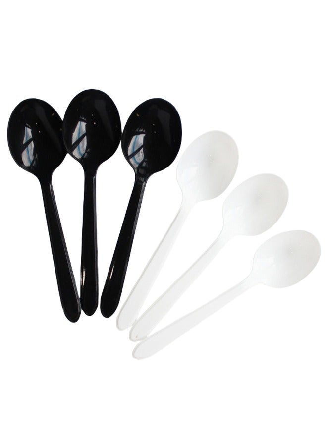 100-Piece Disposable Spoon Set Black/White Pieces 50 Each  - Image 1