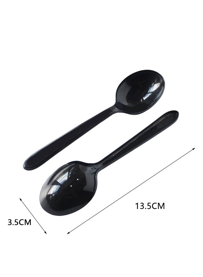 100-Piece Disposable Spoon Set Black/White Pieces 50 Each  - Image 2