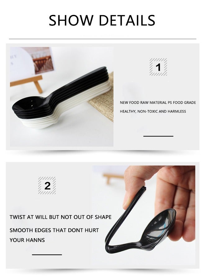 100-Piece Disposable Spoon Set Black/White Pieces 50 Each  - Image 3