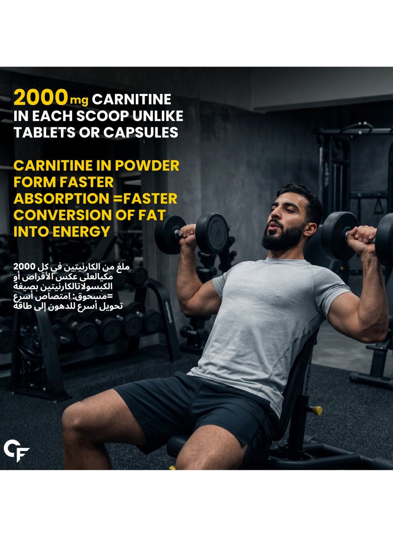 Carbamide Forte L Carnitine Powder for Men & Women 2000mg Powder Pre Workout Supplement Post Workout Supplement Mango Flavour - 150g Powder - Image 3