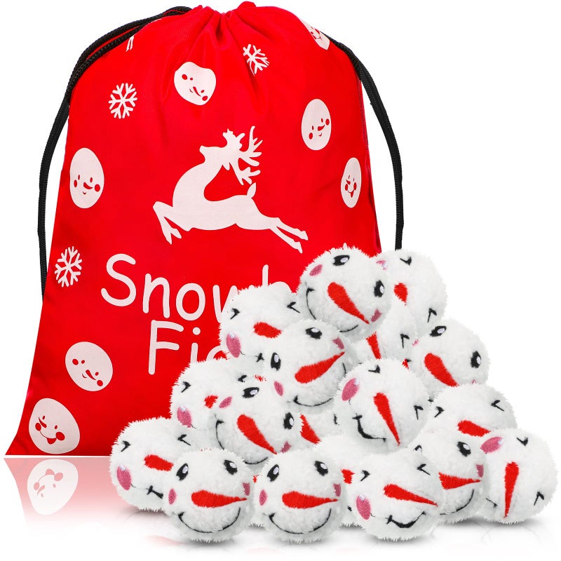 Sosation 48 Pieces Snowman Indoor Snowballs with Bag Set Fake Snowballs 24 Inch Plush Christmas Snowman Ball with Faces for Indoor Outdoor Fighting Games Christmas Decorations 2 Styles
