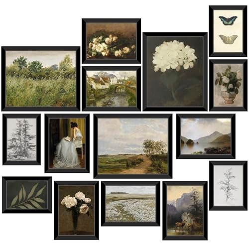 LANCHI95 15 Pcs Vintage Wall Art Decor Framed, Vintage Posters for Room, Vintage Art Prints, Moody gallery wall art, Wall Print for Bedroom, Moody Wall Decor, French Country Decor (FRAMED) - Image 1