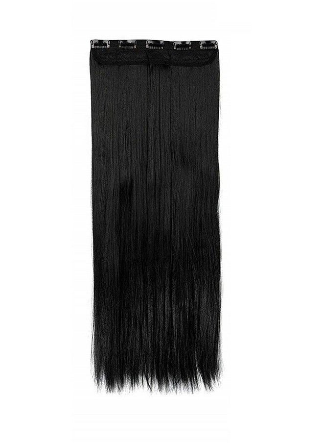 FOK 5 Clip Based Synthetic Hair Extension Black Color25 Inches  - Image 3