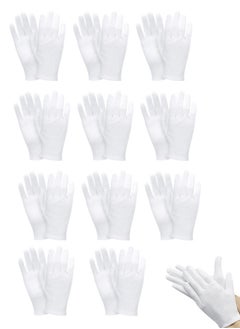 HAWAWA 12 Pairs White Cotton Gloves for Men and Women, Cotton Gloves for Dry Hands Eczema, Moisturizing Gloves Overnight, Serving Gloves Stretchable Lining Gloves, Coin Handling and Jewelry Inspection Gloves L  - Image 1