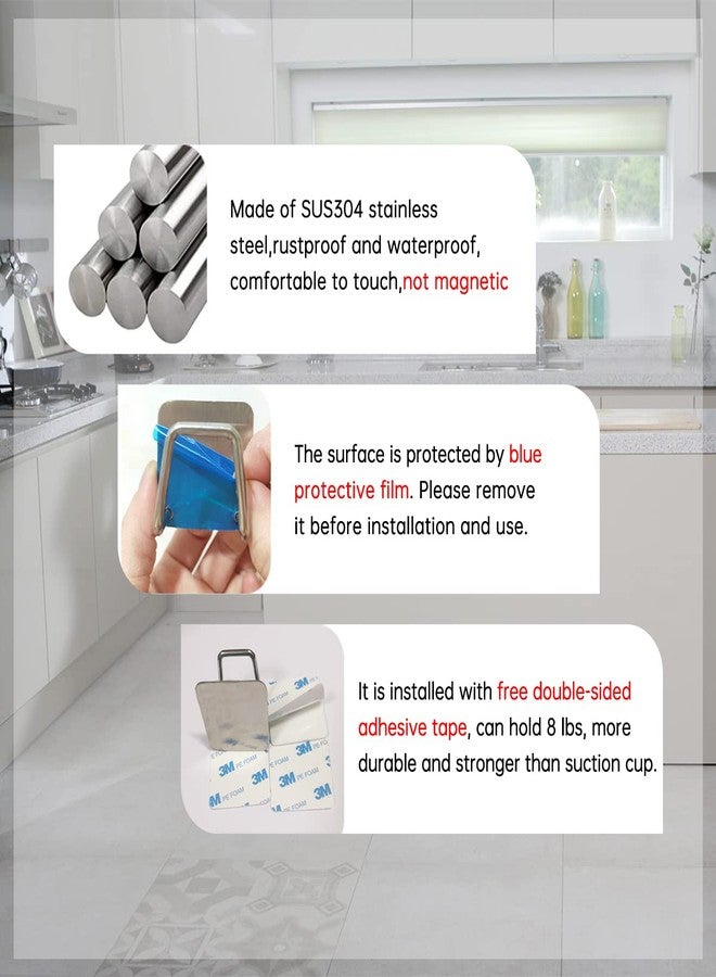 LEFTSTARER 4 Pack Sink Sponge Holder for Kitchen Sink Premium SUS304 Stainless Steel Rustproof Waterproof Quick Drying Small Strong Adhesive Sponge Holder (5.Silver X 4PCS Upgrade Style) - Image 3