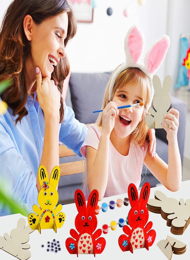 Worgree Easter Crafts for Kids, 10pcs Wooden Bunny Cutouts Arts and Crafts Painting Kits for Kids Boys Girls 4-8 8-12 Easter Basket Stuffers Party Favors Activities Gifts Spring Home Decorations - Image 2