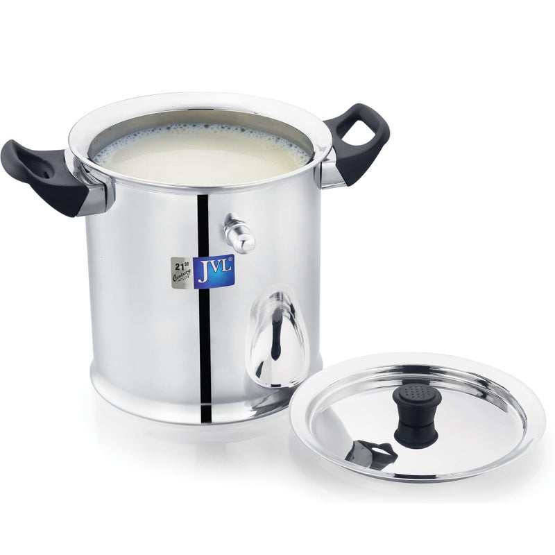 JVL Stainless Steel Double Wall Milk Boiler Storage with Double Bakelite Handle (2 Litre) - Image 1