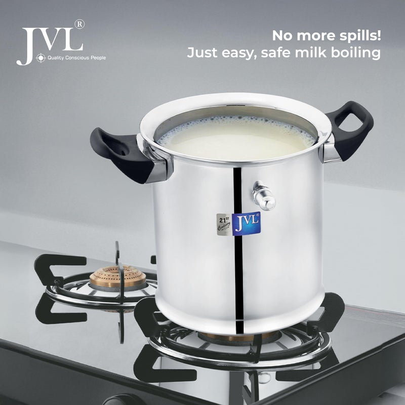 JVL Stainless Steel Double Wall Milk Boiler Storage with Double Bakelite Handle (2 Litre) - Image 3