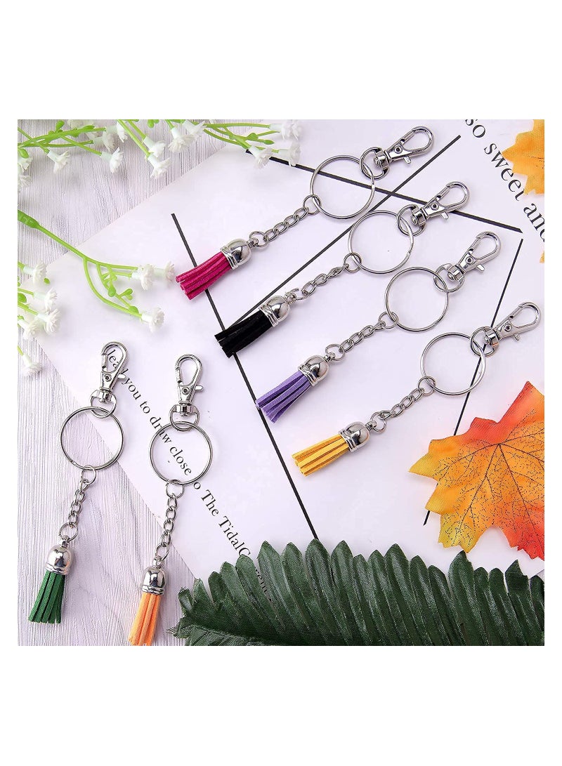 SOLARAE 350 Pcs Key Chain Rings Set with Craft Tassels, Hooks  Chain, Jump Ring, and Screw Eye Pins for Crafts(Gold and Silver) - Image 5
