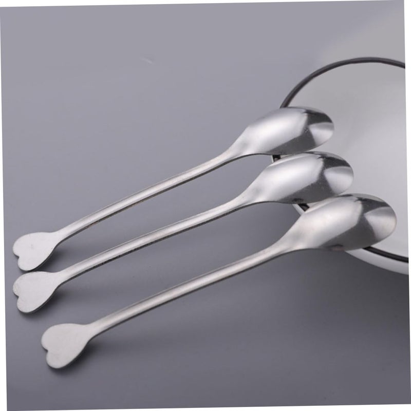 12 Polished Heart Shaped Stainless Steel Spoons For Coffee Cocktails Desserts Picnic Restaurant School - Image 5