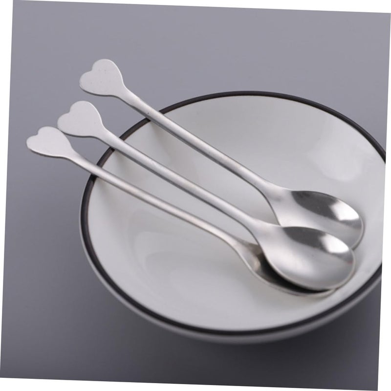 12 Polished Heart Shaped Stainless Steel Spoons For Coffee Cocktails Desserts Picnic Restaurant School - Image 4