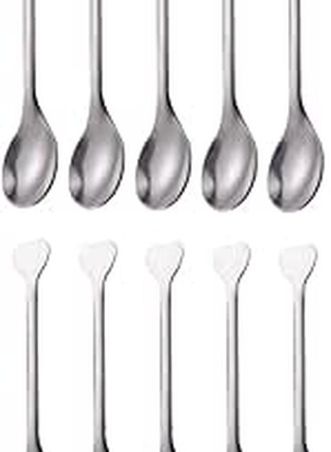 12 Polished Heart Shaped Stainless Steel Spoons For Coffee Cocktails Desserts Picnic Restaurant School - Image 1