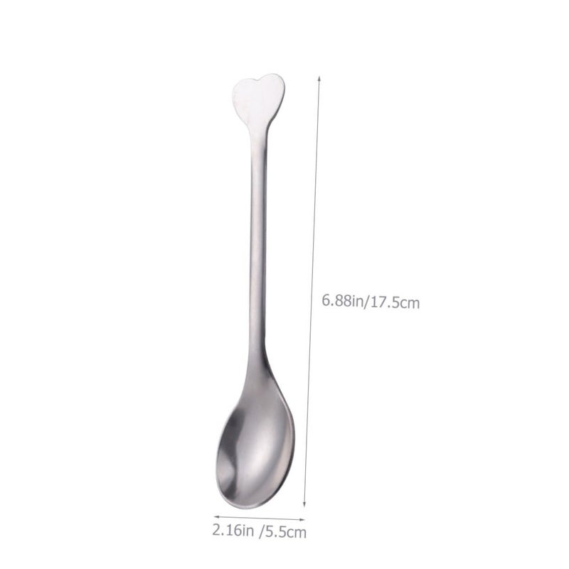 12 Polished Heart Shaped Stainless Steel Spoons For Coffee Cocktails Desserts Picnic Restaurant School - Image 3