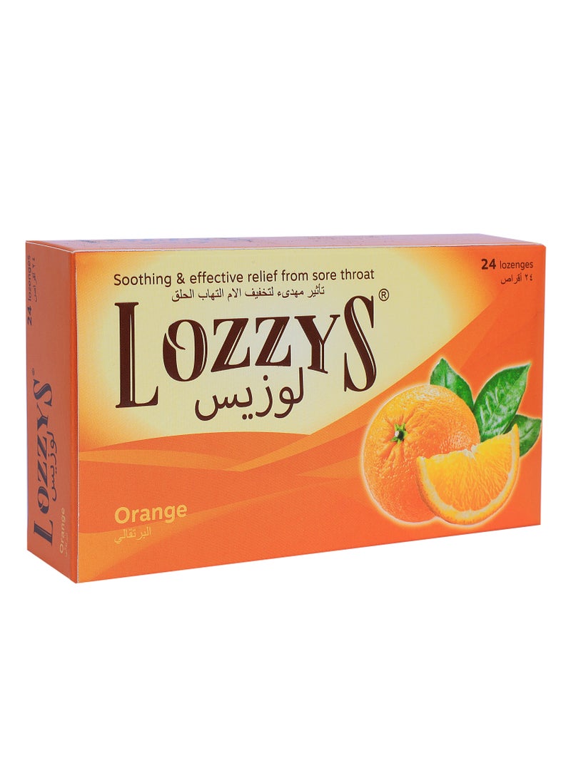 LOZZYS Orange Lozenges, Fast Effective Relief from the Symptoms of Sore Throats, 24 Lozenges - Image 1