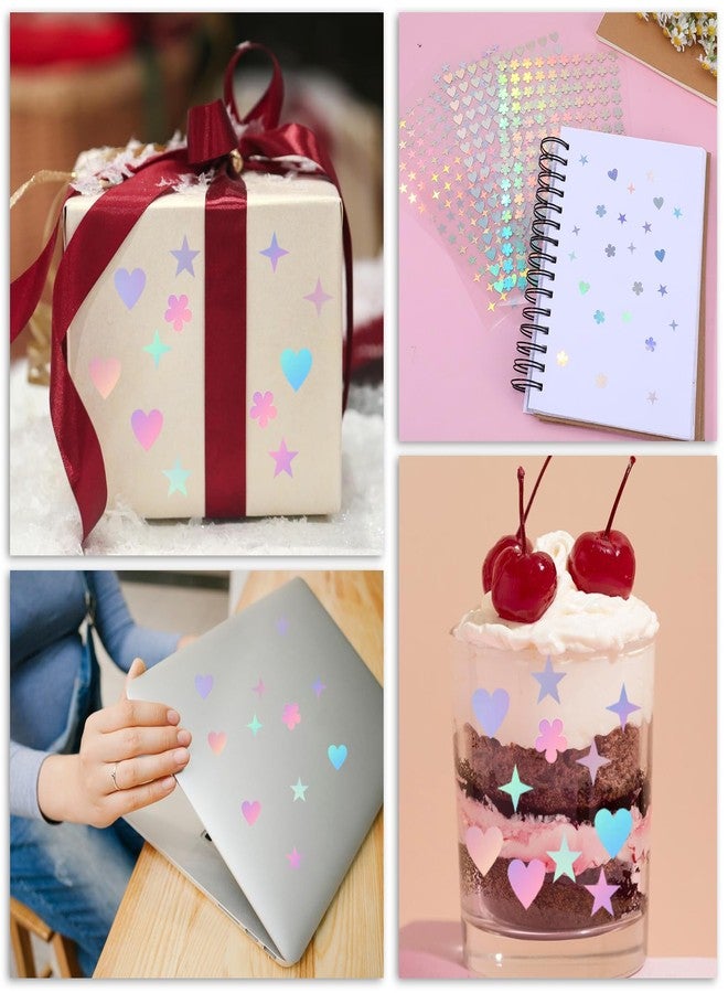 Hariendny 1800 Pcs Star Stickers, Holographic & Foil Heart, PET Material, 12 Sheets, Indoor Use, Star & Heart Shapes, Academic Awards & Incentives, Home Decoration, DIY - Image 3