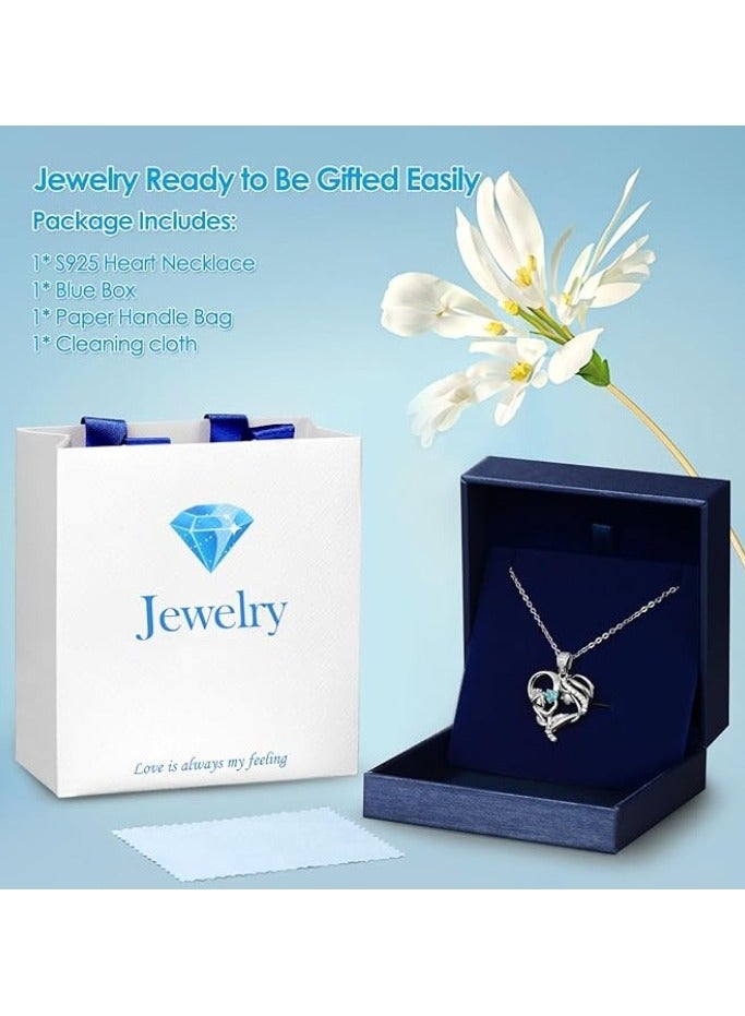 Zifeel Mother and Child Love Heart Pendant Necklace, Mothers Day Gift,  925 Sterling Silver Birthstone Necklace for Women, Mothers Day Valentines, Anniversary, Birthday,  Jewelry Gifts for Mom, Women, Wife Grandma... - Image 5