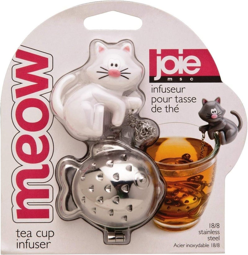 Joie Meow Tea Ball Infuser, Steep and Strain Loose Leaf Tea, Securely Sits on Side of Mug, Cute Cat Design, Stainless Steel, BPA-Free, Colors May Vary - Image 4