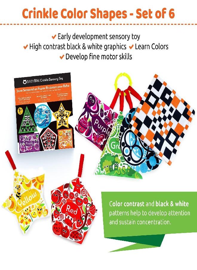 BabyBibi High Contrast Crinkle Paper Shapes - Baby Sensory Toys for Visual Development, Tummy Time - Crib, Stroller & Car Seat Crinkle Toys for Babies & Infants 3 Months+  - Image 2
