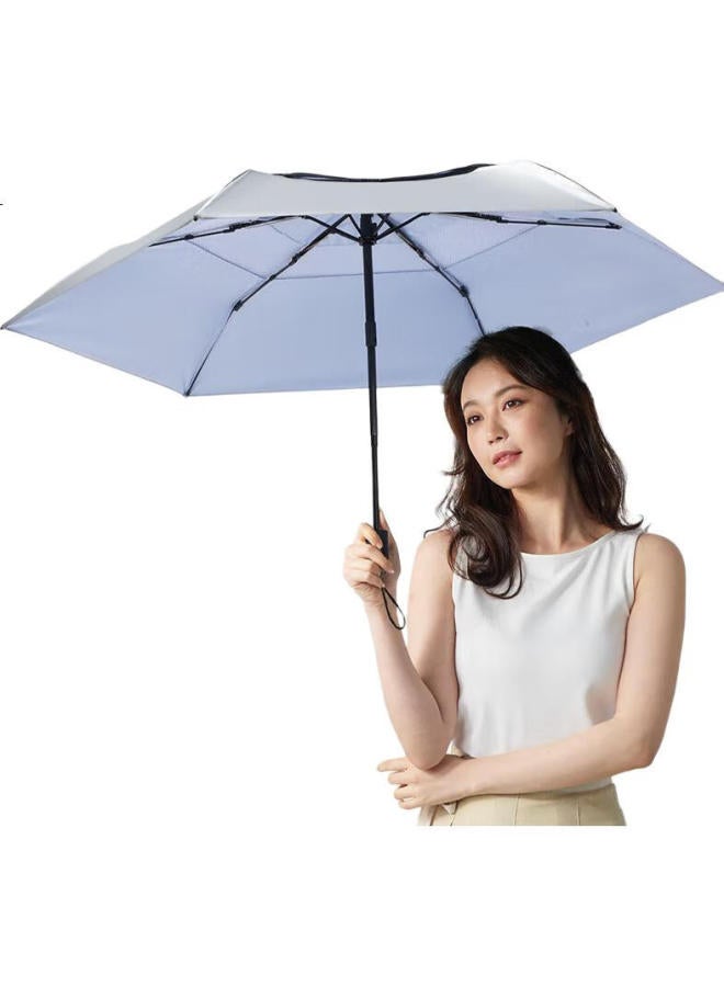 Obsu Sun Umbrella, Compact And Portable, Uv Protection, Titanium Silver Coating, White, Titanium Silver Mesh - Image 3
